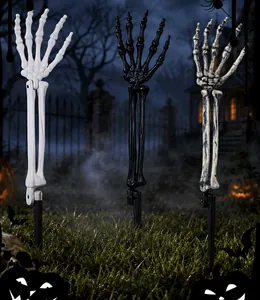 Halloween Skeletthand-Gartenstecker in Weiß Schwarz und Vintage-Optik für Außendeko
