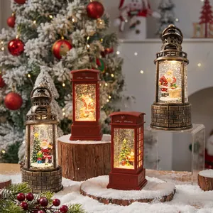 Retro-Weihnachtslaternen mit Weihnachtsmann und Schneekugeleffekt für die Festdeko