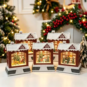 Festliche Weihnachts-Schneekugel-Laterne mit LED-Licht und Weihnachtsmann-Figuren