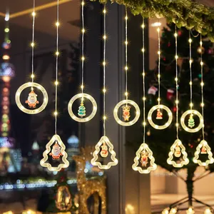 Tenda luminosa LED natalizia festiva con decorazioni a forma di Babbo Natale e renne
