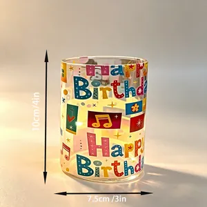 Vela LED electrónica Happy Birthday, 7,5x10 cm, lámpara decorativa con brillo cálido