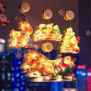 Decorative LED Christmas window suction lights with Santa, Tree and Reindeer designs