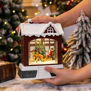 LED-Weihnachtsschneekugel-Laterne mit Weihnachtsmann und Rentieren