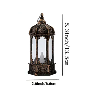 Detailed size measurements of a vintage copper hexagonal LED candle lantern decoration