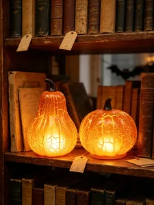 Lámparas de calabaza vintage con efecto craquelado para decoración de Halloween