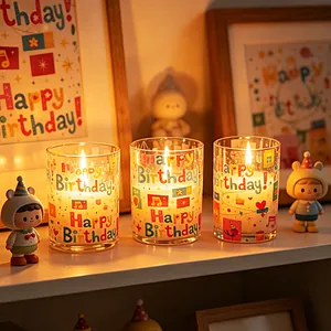 LED Happy Birthday Glow Candle UV Printed Electronic Candle With Remote Control Atmosphere Decoration For Birthday Party