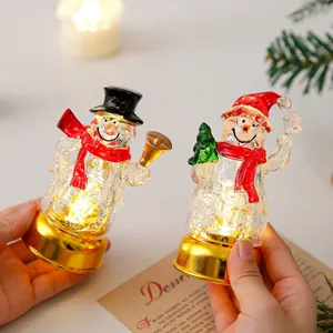 Veilleuses de bonhommes de neige de Noël lumineux avec LED chaude pour décoration de table.