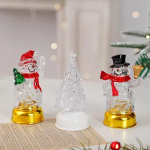 Lot de trois bonshommes de neige et sapin de Noël à LED pour décoration de table