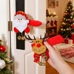 Coperture festive per maniglie delle porte natalizie con Babbo Natale, renne e campanelli