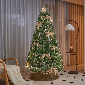 Premium 2025 Christmas tree with LED lights and elegant bows for home decor