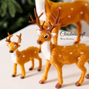 Realistic Christmas reindeer figurines for festive holiday home tabletop decoration