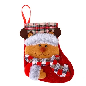 Calza di Natale in peluche con renna a cartone animato e sacchetto regalo per feste