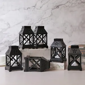 Lanternes à bougies LED noires vintage pour ambiance chaleureuse et déco de jardin