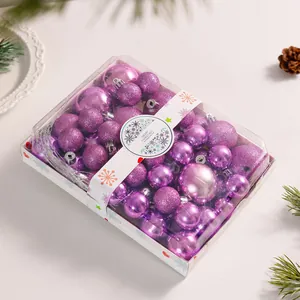 Set of 42 purple Christmas ball ornaments with glitter and shiny finishes