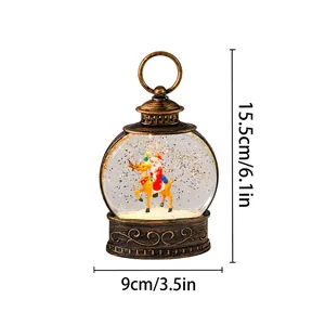 Detailed view of Christmas Santa water globe lantern with dimensions 15.5cm by 9cm