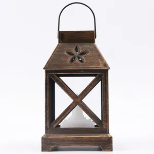 Lanterne LED en bronze de style vintage avec bougie pour la décoration du jardin
