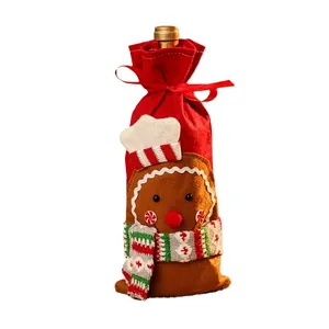 Funda de botella de vino de hombre de jengibre para decoración de mesa de Navidad