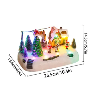 Abmessungen der beleuchteten Weihnachts-Spieluhr mit Weihnachtsmann und Schnee