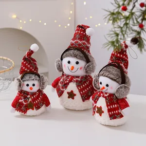 Linda Muñeca de Peluche de Muñeco de Nieva de Navidad Decoración de Mesa Gorro y Bufanda de Punto Figura Para Decoración de Fiesta Hogar Regalo