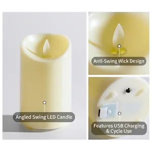 Wiederaufladbare LED-Simulationskerze mit realistischem Schwingflammeneffekt und USB