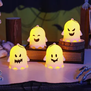 Set of warm glowing Halloween ghost night lights for spooky and cute home decor.