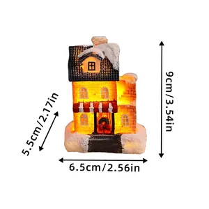 Dimensions of glowing resin Christmas snow house decoration with warm internal light
