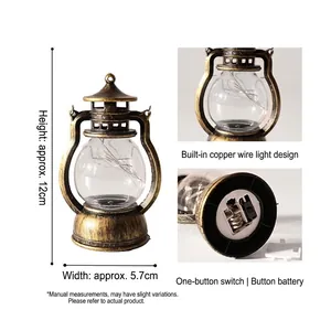 Mini linterna LED retro estilo lámpara de queroseno para decoración navideña
