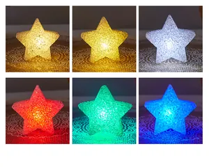 Set of six star-shaped LED lights in multiple colors for festive party decoration