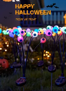 Luces solares de jardín con forma de globo ocular brillante para decoración de Halloween
