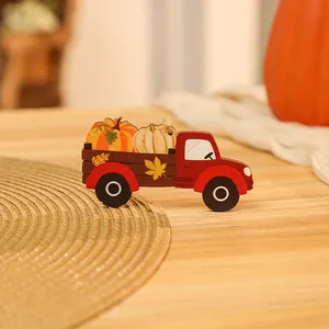 Wooden harvest festival red truck pendant with pumpkins for Thanksgiving home decor