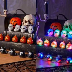 Halloween LED Lichtgevende Ringen Voor Kinderen Cartoon Pompoen Schedel Vleermuis Vingerlichten Voor Feestbedankjes Fotorequisieten