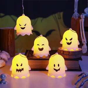 Cute Halloween ghost night lights with various expressions for festive party decor.