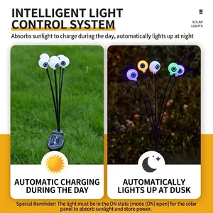 Luces solares impermeables de Halloween con forma de ojo para decoración jardín