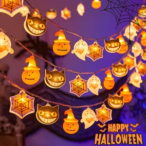 Halloween Kürbis Geist LED Lichterkette Gruseliges Festival Party Dekoration Requisiten Batterie USB Betrieben Leuchtendes Ornament