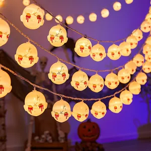 Gruselige Halloween LED-Lichterkette mit blutenden Puppenköpfen für Partys zu Hause