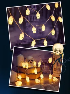 Halloween LED skull string lights for spooky indoor festive home party decoration