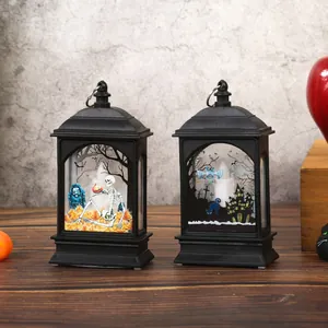 Lanterne LED decorative per Halloween con motivi di scheletri e castelli infestati