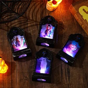 Decorative Halloween LED tombstone night lights with grim reaper and pumpkin motifs