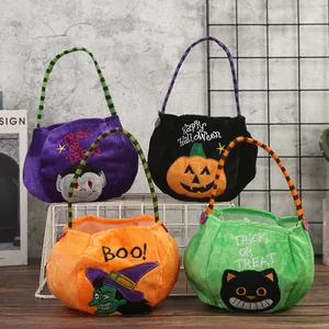 Halloween Samt Süßigkeitentüten Bestickt Kürbis Hexe Schwarze Katze Vampir Tragbare Geschenktüte Für Kinder Party Deko