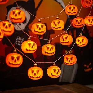Luci a Stringa LED a Forma di Zucca di Halloween Jack-O-Lantern Impermeabile Arancione Lanterna Decorazione per Festa di Halloween Centro Commerciale KTV Bar Casa