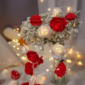 Romantische LED Rosenblüten Lichterkette Fee Lichter Für Schlafzimmer Hochzeit Geburtstag Party Innen Dekoration Warmes Leuchten Lampe