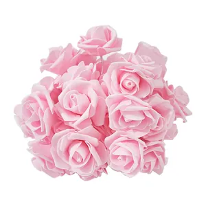 Künstlicher rosa Schaumrosenstrauß für romantische LED-Lichterketten Deko
