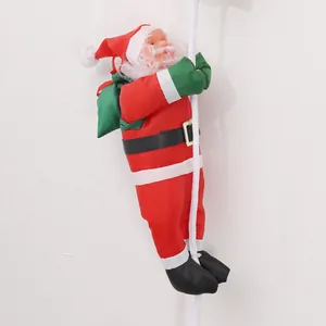 Babbo Natale rampicante in peluche da 25cm su corda per decorazioni natalizie festive