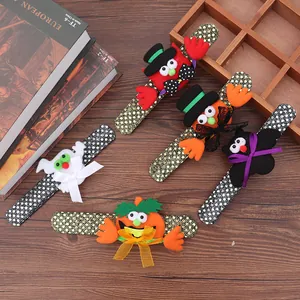 Halloween sequin slap bracelets set with cute pumpkin ghost and bat designs for kids