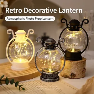 Juego de tres faroles LED vintage para decoración navideña y accesorios fotográficos