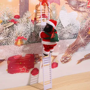 Electric climbing Santa Claus toy with white ladder for Christmas indoor decoration