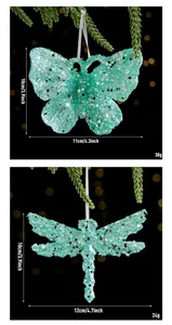 Pailletten-Schmetterling und Libelle Weihnachtsbaumschmuck mit Maßen und Gewicht