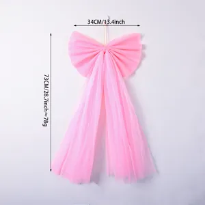 Extra large pink organza bow decoration with 34x73cm dimensions and weight info.