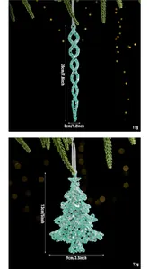 Detailansicht der glitzernden Weihnachtsbaum- und Eiszapfen-Deko mit Maßen.