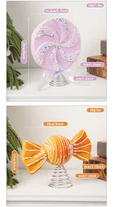 Detailed dimensions of Christmas lollipop and candy tree toppers with spring bases
